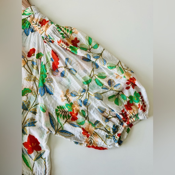 Maeve Floral Blouse with Green and Orange Accents - Picture 6 of 7